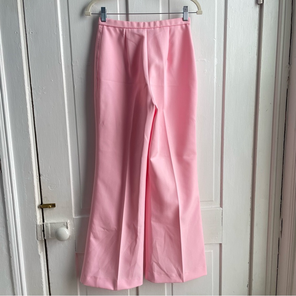 Vintage 70s Bubblegum Pink Dagger Collar Leisure Suit, 4-Pocket Jacket - Picture 9 of 11